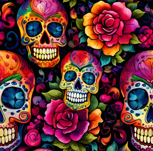 Sugar Skulls and Flowers