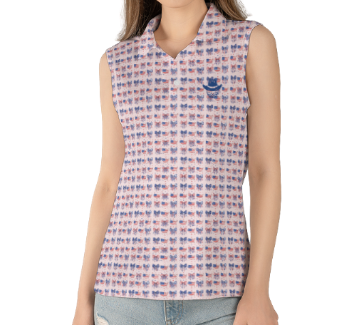 Flags and Bows Sleeveless Polo