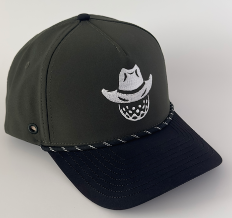 Olive Green Rope Hat With White Logo